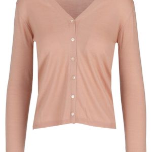 LA ROSE Pink Cardigan Knit V Neck