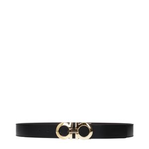 Ferragamo Black Belt Leather/Hickory