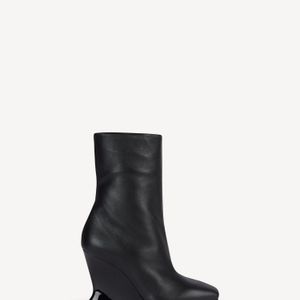 Balmain White Wedge Smooth Leather Ankle Boots