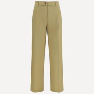Cruna Green Wide-Leg Virgin Wool Pants