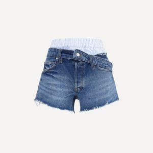 Alexander Wang Blue Denim Shorts With Boxer Detail