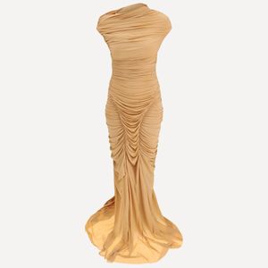 Francesco Murano Metallic Draped Long Dress