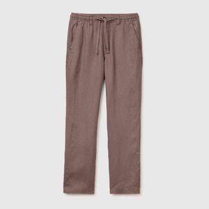 Benetton Black Benetton, Pure Linen Drawstring Trousers for men