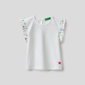 Camiseta Con Volantes En Las Mangas Benetton de color Blanco
