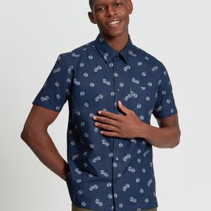 Ben Sherman Blue Fluid Spot Print Shirt In Dark Navy for men