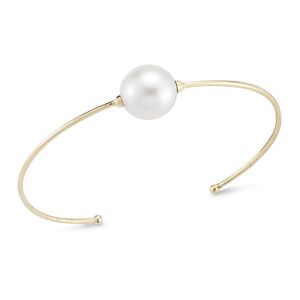 Mizuki Metallic 14k Single Pearl Cuff Bracelet