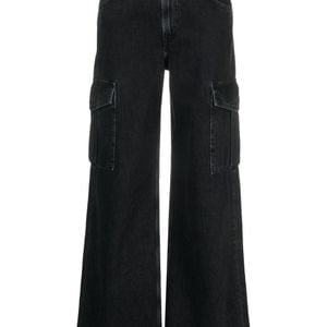 Agolde Black Mid-Rise Wide-Leg Jeans