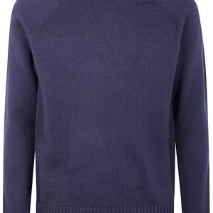 Zanone Blue Stockinette Stitch Slim Fit Raglan Sleeved Mock Neck Sweater for men