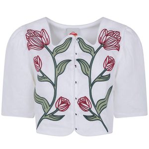 Farm Rio White Shirt Short Sleeve "Flower"