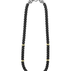 Lagos 'black Caviar' 5mm Beaded Diamond Bar Necklace