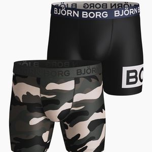 Björn Borg Peaceful & Borg Block Per Performance Shorts 2-pack Rosin in het Zwart voor heren