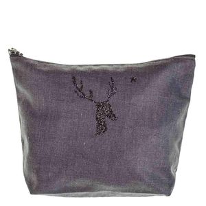 Black Purple Vendome 'deer' Large Make Up Bag