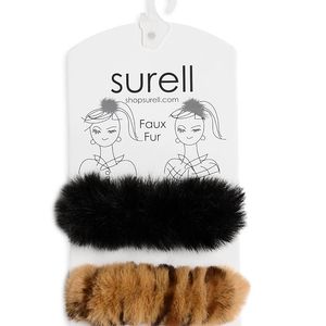 Surell White Faux Fur Scrunchies, Set Of 2