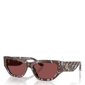 Tory Burch Brown Rectangular Sunglasses, 55Mm