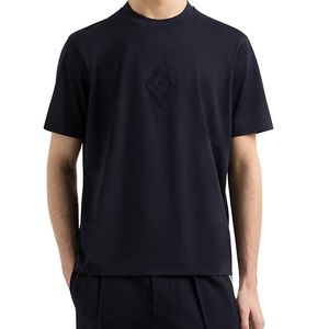 Emporio Armani Blue Short Sleeve Embossed Logo Tee for men