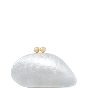 Aqua White Small Pearl Look Clutch