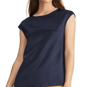 LILYSILK Blue Basic Cap Sleeves Silk Tee