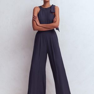 Boden Blue Tie Halter Neck Jumpsuit