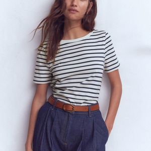 Boden White Olivia Short Sleeve Breton-Ivory