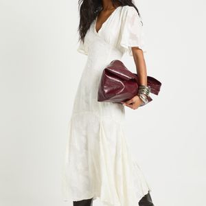 Boohoo White Burnout Floral Angel Sleeve Midaxi Dress