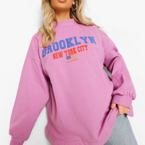 Boohoo Lila Womens Crop Sweatshirt Mit "Brooklyn"-Slogan