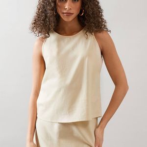 Wallis White Button Back Linen Top