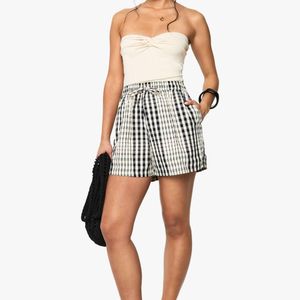 Boohoo White Flanneled Woven Shorts