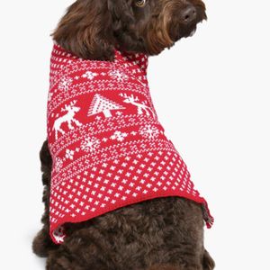 Boohoo Red Womens Fairisle Christmas Dog Sweater