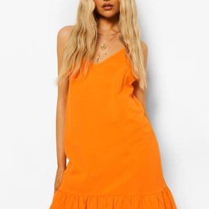 Boohoo Orange Womens Camisole Minikleid Mit Rüschensaum