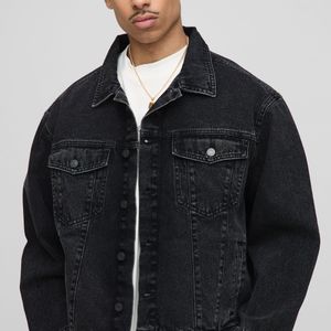 BoohooMAN Black Regular Jean Jacket for men
