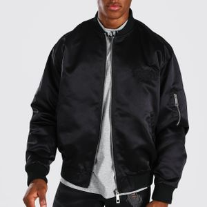 BoohooMAN Black Man Satin Butterfly Embroidered Ma1 Bomber for men