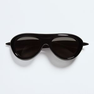 Bottega Veneta Black Sardine Aviator Sunglasses