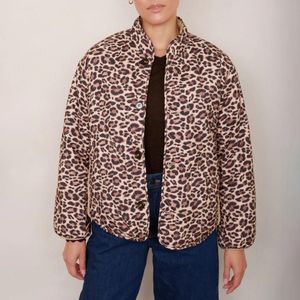 Wyse Natural Leopard Shannon Reversible Borg Jacket