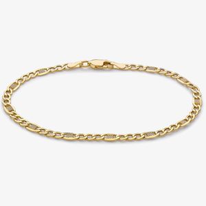 T.H.Baker Metallic 9Ct 7.5 Inch Figaro Chain Bracelet 1.23.7312