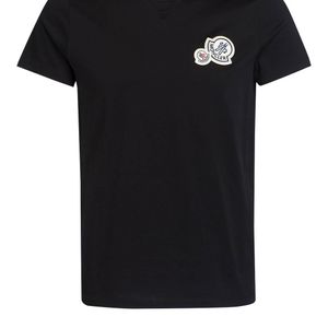 メンズ Moncler ブラック ロゴ T シャツ
