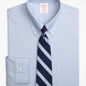 Brooks Brothers Blue Non-iron Madison Fit Button-down Collar Stretch Dress Shirt for men