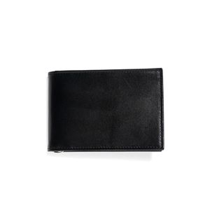 Brooks Brothers Black French Calfskin Slim Wallet With Money Clip for men