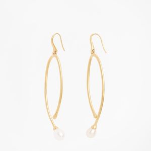 Brooks Brothers Metallic Freshwater Pearl Gold-plated Long Drop Earrings