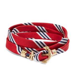 Brooks Brothers Kiel James Patrick Red Mini Bb#1 Stripe Wrap Bracelet for men