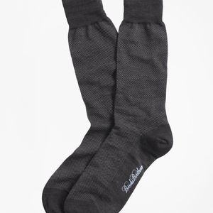 Brooks Brothers Grey Merino Wool Mini Dot Crew Socks for men