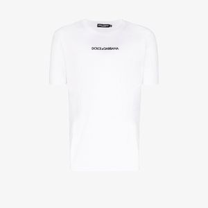 メンズ Dolce & Gabbana ロゴエンブロイダリー Tシャツ ホワイト
