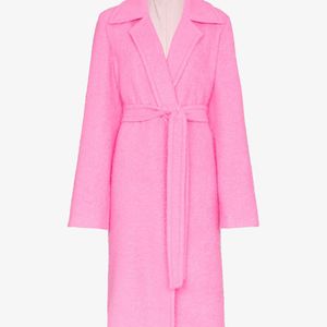 Helmut Lang Disco Pink Belt Tie Wool Coat in het Roze