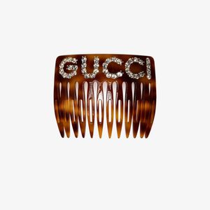 Gucci 【公式】 (グッチ)クリスタル グッチ ヘアコームトータスシェル アクリル樹脂 Undefined ブラウン