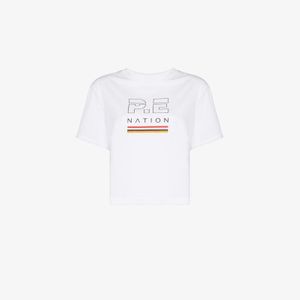 T-shirt crop à logo imprimé P.E Nation en coloris Blanc