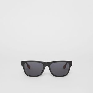 Burberry Grey Vintage Check Detail Square Frame Sunglasses for men