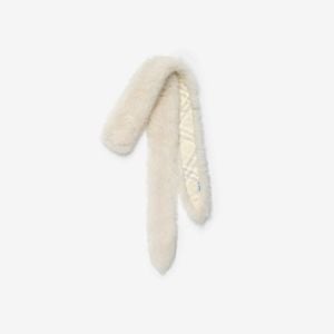 Burberry White Skinny Shearling Scarf