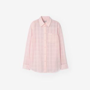 Burberry Pink Classic Fit Check Cotton Shirt