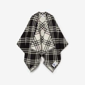 Burberry Black Check Wool Silk Cashmere Cape