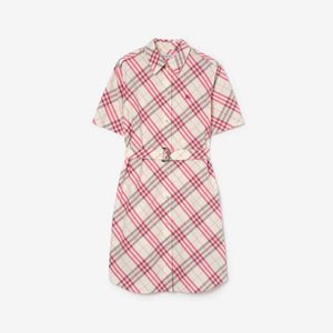 Burberry Pink Check Cotton Shirt Dress