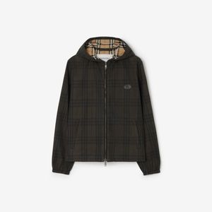 Burberry Black Check Cotton Newport Hooded Jacket for men